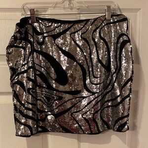SHEIN Black and Silver Sequin Mini Skirt